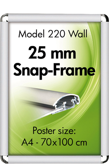 Klapprahmen 25 mm Alu Snap Frame Runde Chrom Ecken 220