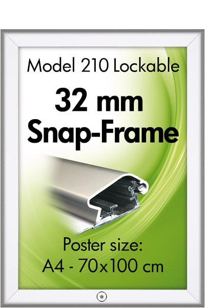 Klapprahmen 32 mm Alu SICHERHEIT Snap Frame Silber eloxiert 210