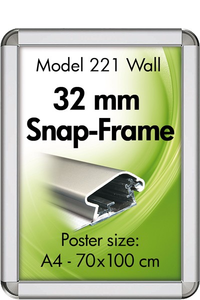 Klapprahmen 32 mm Alu Snap Frame Runde Chrom Ecken 221