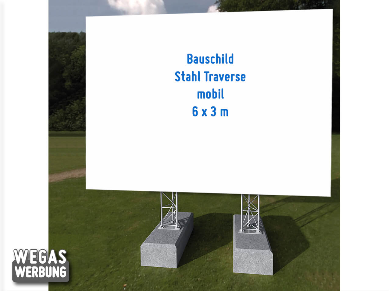 Bauschild Stahl 6 x 3 m MIETEN