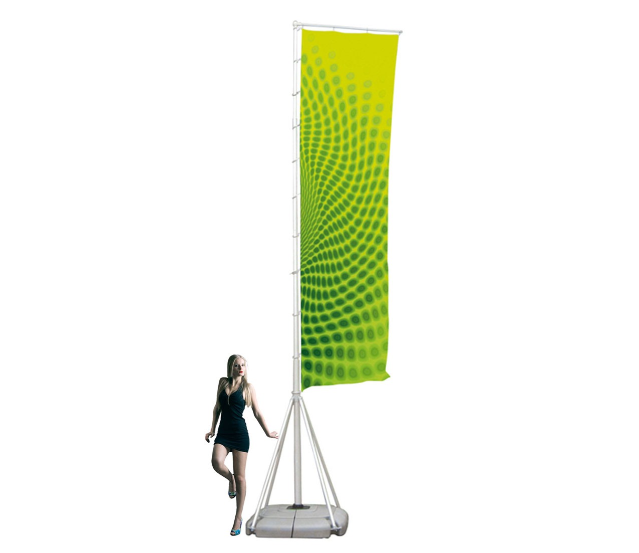 Event-Flagge Mobil XXL, Flagpole mit Fahne 110 x 400 cm inkl Druck