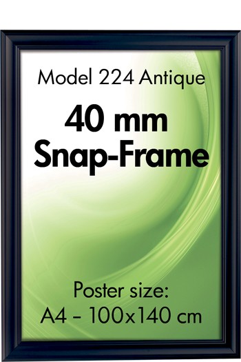 Klapprahmen 40mm Alu schwarz ANTIK Snap Frame Bilderrahmen 224