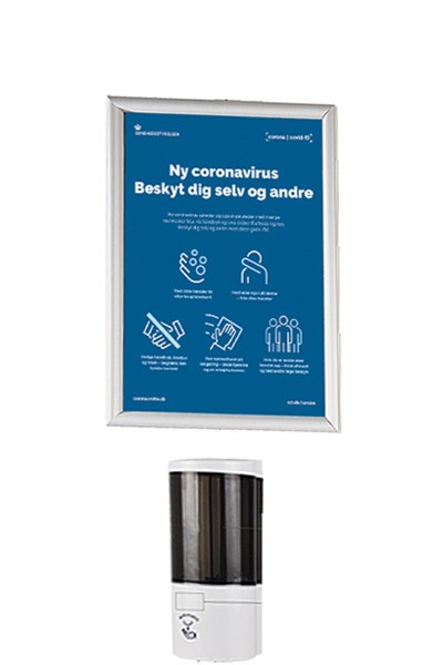 Spender Sensor 500 ml für Hygienemittel und Plakatrahmen für Wand