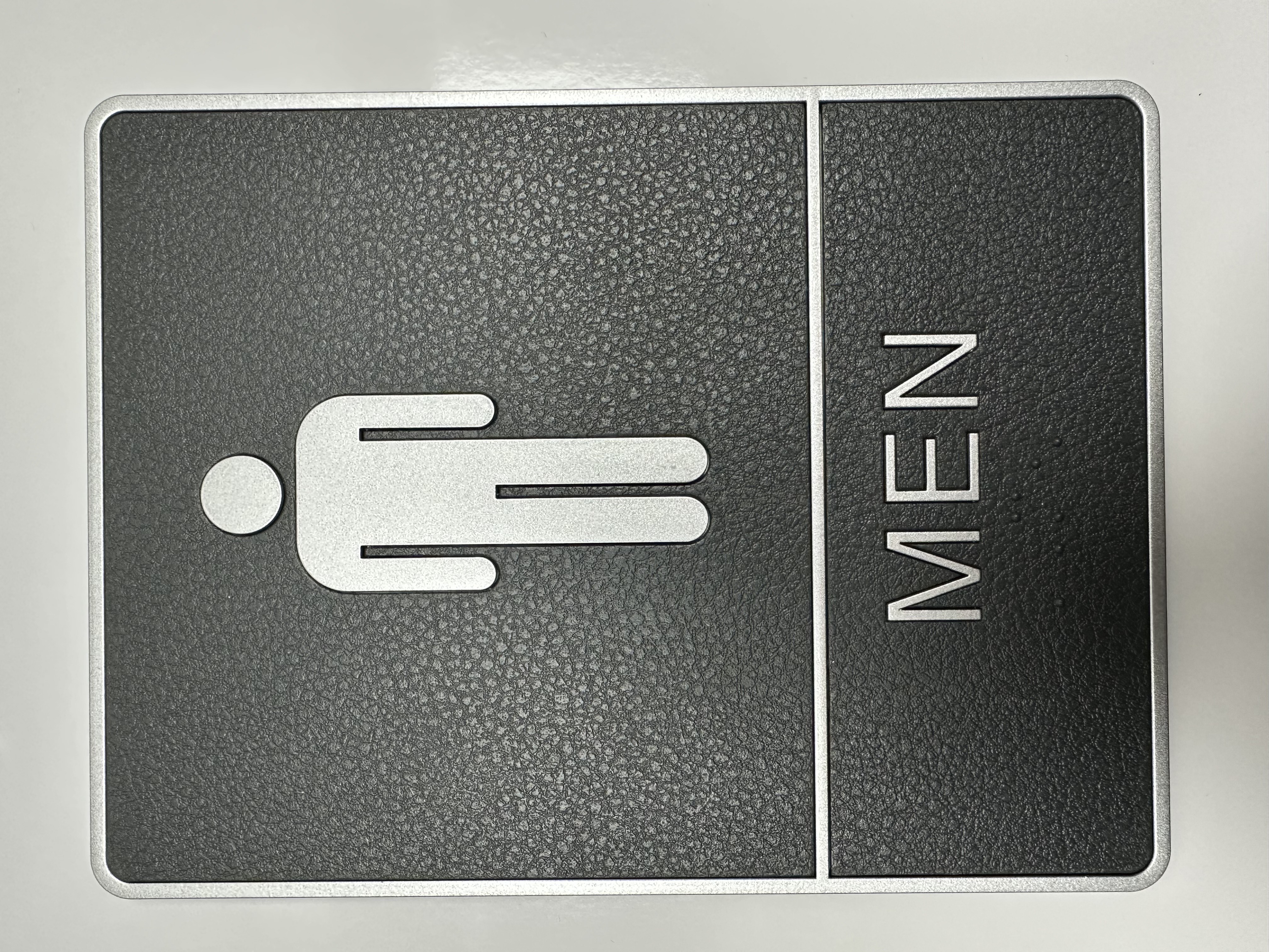 WC-Schild Men mit Blindenschrift Schwarz Silber