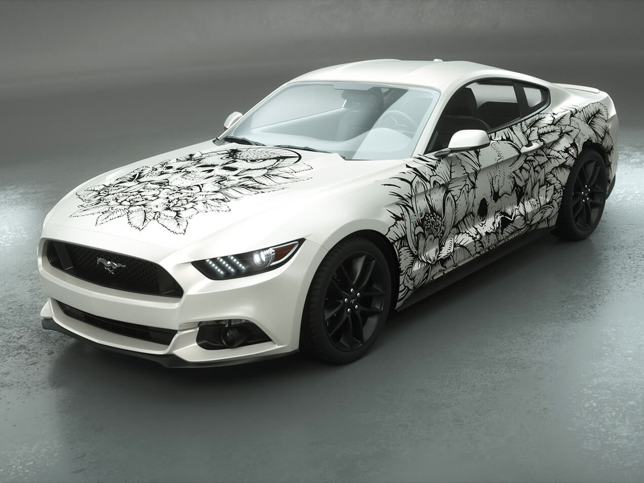 Eule Tod Weiß Car Wrap DRUCK & KLEBEN