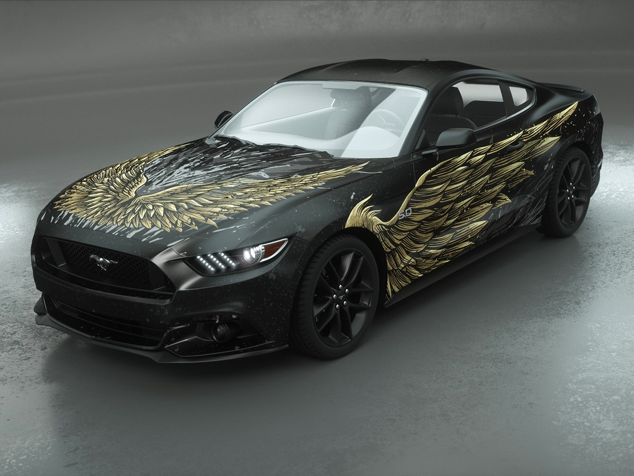 Dark Wings Gold Car Wrap DRUCK & KLEBEN