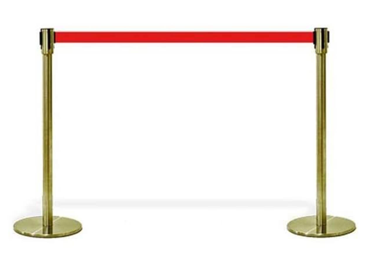 Leitsystem-2Absperrpfosten-Gold-Band-rot-1022