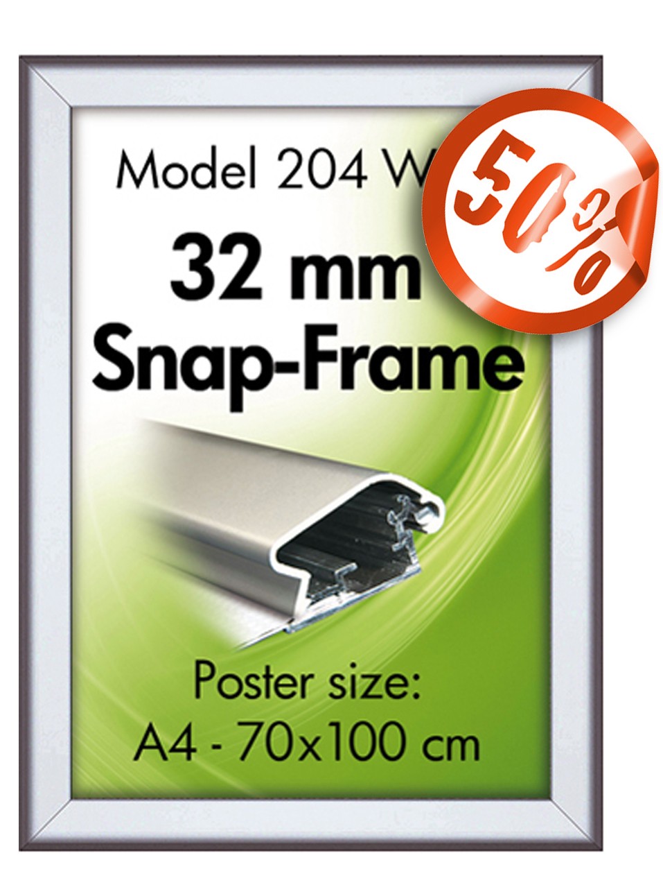 Klapprahmen 32 mm Alu Snap 50% RABATT Frame Silber eloxiert 204