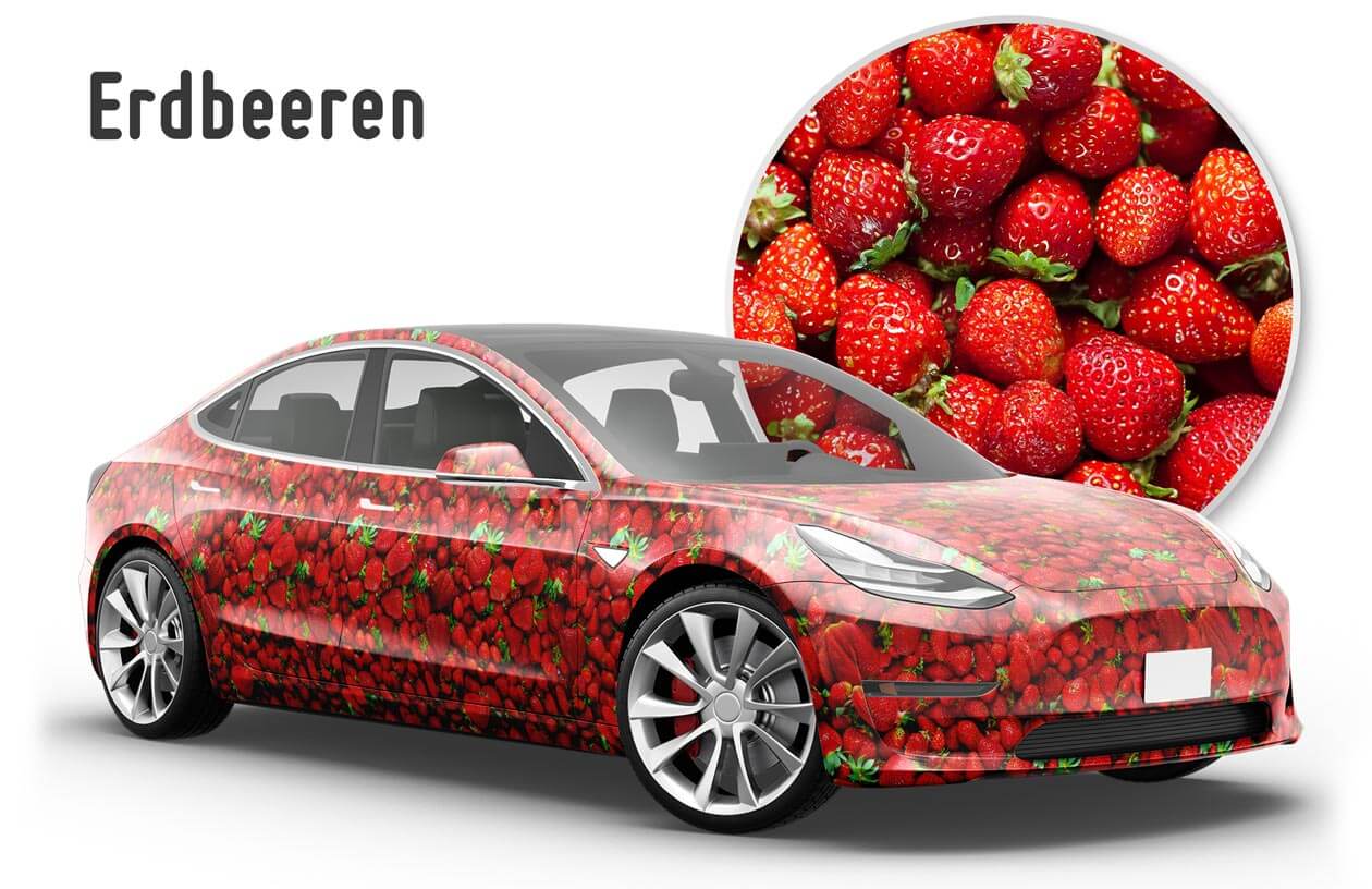 NAHRUNG ERDBEEREN 3-D Effekt Motivdruck Autofolie Car Wrapping