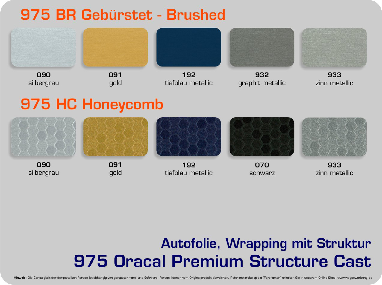 Oracal 970 Farbfächer mit den aktuellsten Farbmustern
