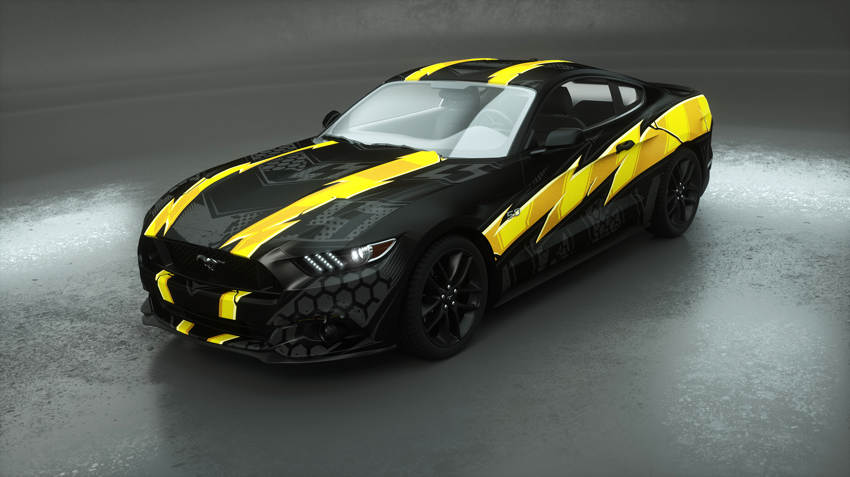 Black and yellow Motiv Design Car Wrapping Look Autoaufkleber